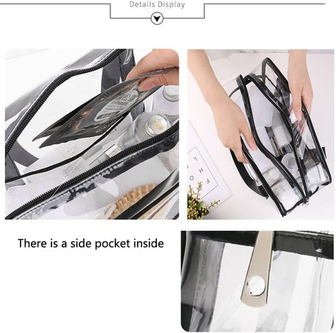 SxoSyo Large Clear Makeup Bags, Transparent Travel Toiletry Bag for Women, Bathroom Organizer with Handle (Silver Grey)