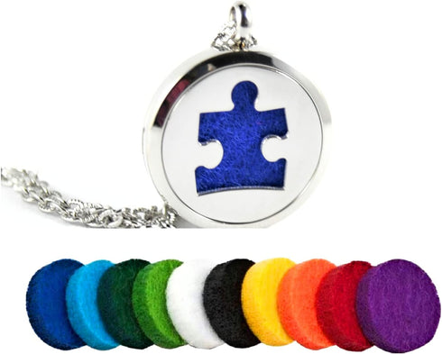 FIKA Autism Awareness Puzzle Piece Symbol Aromatherapy Essential Oils Diffuser Necklace Pendant