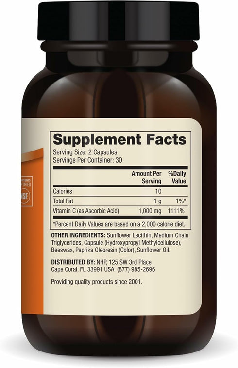 Dr. Mercola Liposomal Vitamin C, 1,000 mg for Brain, Heart, Eye & Immune Support - 60 Capsules