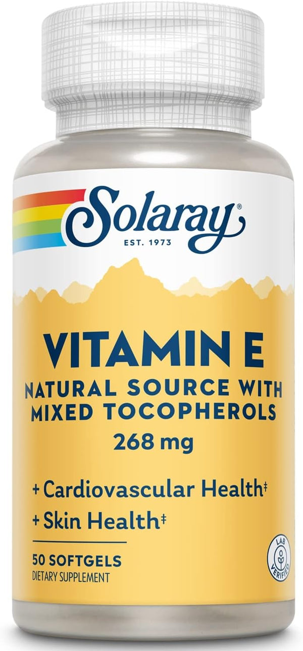 SOLARAY Vitamin E d-Alpha Tocopherol 268mg (400 IU) for Heart & Skin Health, 50 Count