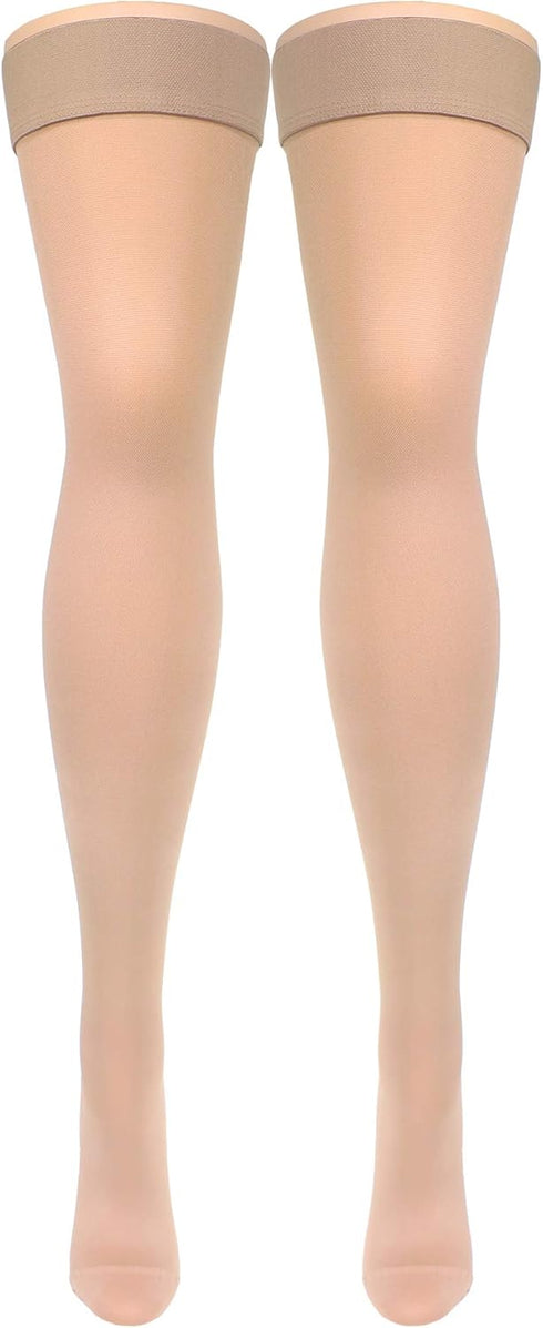 Truform Women's Compression Stockings, 15-20 mmHg, Thigh High Length, Closed Toe, Opaque, Beige, X-Large