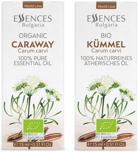 Essences Bulgaria Organic Caraway Essential Oil 0.51 Fl Oz 15ml 100% Pure Natural for Aromatherapy, Massage, Candle