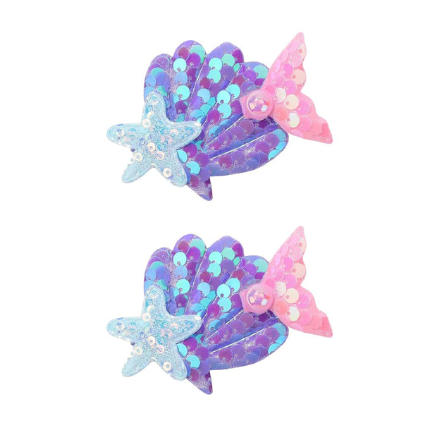 Mermaid Hair Clips Starfish Hair Clip Shell Hair Pins Multicolor Sparkling Hair Clips Accessories for Women and Girls Birthday Beach Party Headpiece (B)