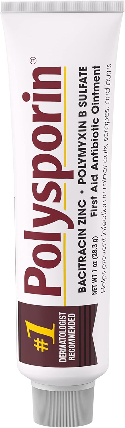 Polysporin First Aid Topical Antibiotic Skin Ointment with Bacitracin Zinc & Polymyxin B Sulfate, For Infection Protection & Wound Care, Neomycin-Free, Travel Size, 1 oz
