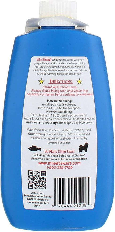 Mrs. Stewart's Bluing 8 oz. Mrs. Stewart's Unscented Scent Laundry Whitener Liquid