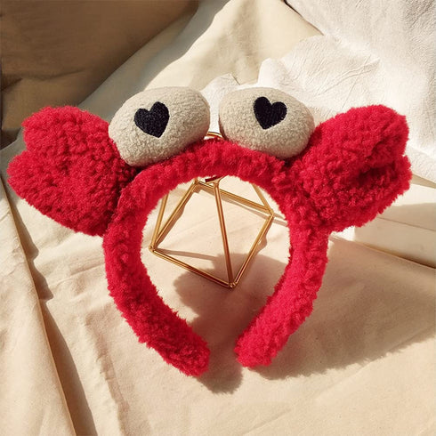 Red Crab Claw Headband for Women, SPA Skin Care Facial Hair Band Makeup Washing Accessories