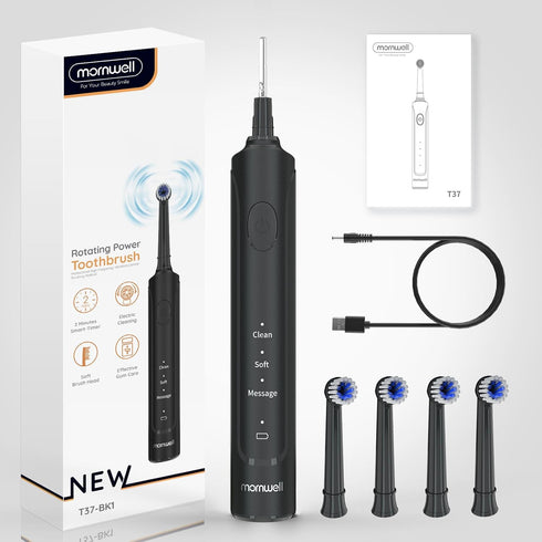 mornwell Electric Toothbrush, USB Fast Charging, 3 Modes, Rechargeable Spin Toothbrushes for Adults & Kids