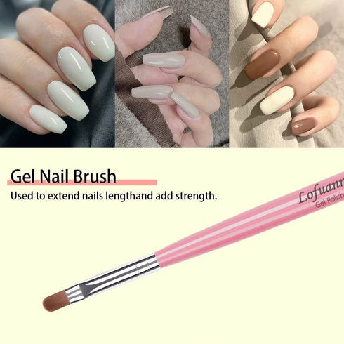 Nail Art Brushes Set, Lofuanna 6Pcs Design Tools with Poly Extension Gel Brush and Dotting Pen