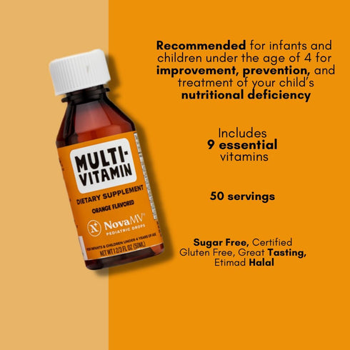 NovaFerrum MMM Multivitamin for Kids, Infants, and Toddlers, Orange Flavored, 2 Fl Oz