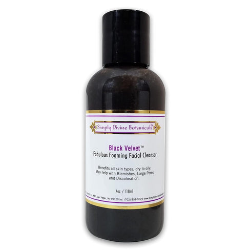 Simply Divine Botanicals Black Velvet Foaming Facial Cleanser, Natural and Organic, 4 oz, for All Skin Types