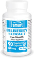 SuperSmart Bilberry Extract - High Strength 25% Anthocyanin Supplement for Eyes, Non-GMO & Gluten Free, 90 Vegetarian