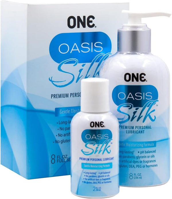 ONE Oasis Silk Twin Pack | Premium Personal Hybrid Lubricant | Gentle,