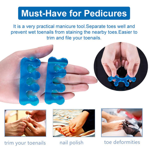 Pedicure Toe Separators for Bunion & Nail Polish, Soft Gel Pedicure Kit for Toenail Separation