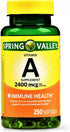 Spring Valley - Vitamin A SUPPLEMENT 2400MCG 250 Softgels