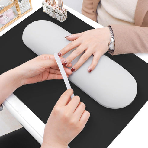 Nail Art Table Mat 23.62x15.75 Inch, Foldable Manicure Pad for Nail Technician, Nail Polish Mat for Salon Home (Black)