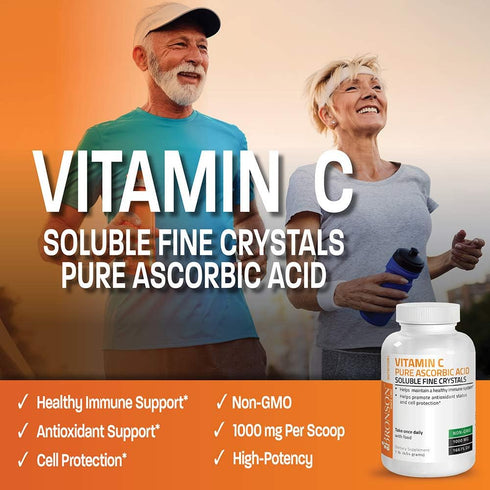 Vitamin C Powder Pure Ascorbic Acid, 1 Pound | Non-GMO Crystals for Healthy Immune System and Cell Protection