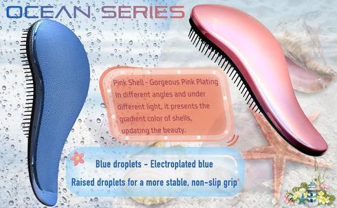 WYNK Hair Brush Detangler for Adults & Kids, Detangling Comb for Natural/Wavy/Curly Hair (2 Pack Blue Drops & Gradient