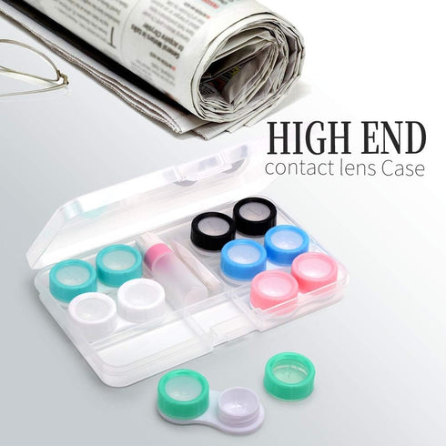6 Pack Contact Lens Case, Portable Spin Top Contact Lenses Cases with Remover Tool Tweezers Contact Solution Bottle Clear Contacts Storage Kit for Travel & Home