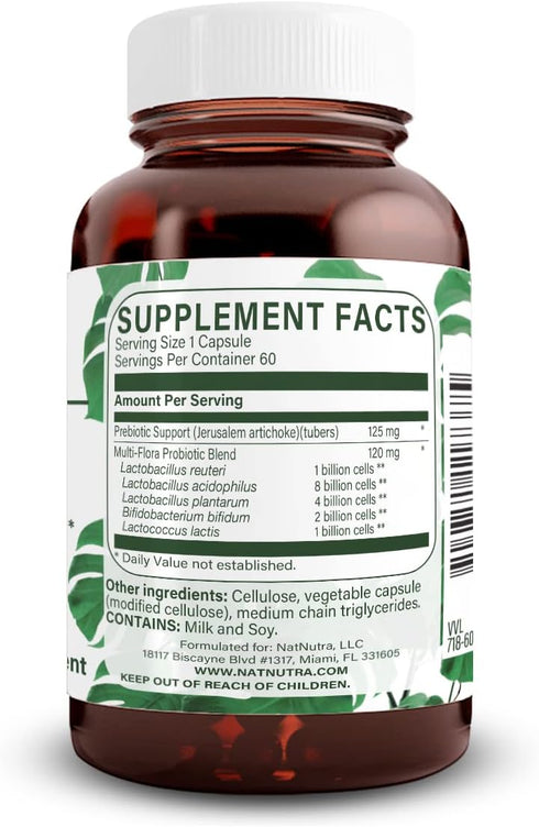 Natural Nutra Ultimate Flora Probiotic for Women and Men, 60 Capsules, Multi-Strain with Lactobacillus