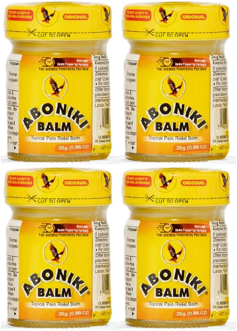 Aboniki Balm (4 Jars), Powerful Pain Relief for Muscles, Joints, and Whole Body, Deep Heat Comfort
