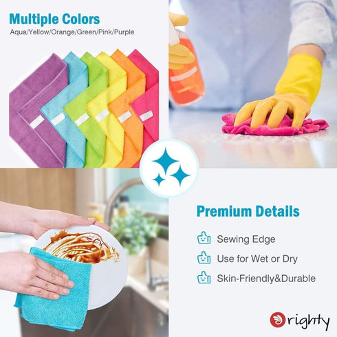 Orighty Microfiber Cleaning Cloths, 60 Pack, Lint Free, Highly Absorbent Rags for House, Kitchen, Car Care (12x12 inch)
