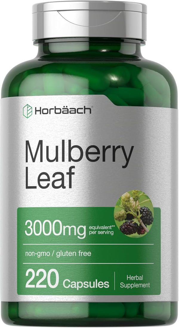 Horbaach 3000mg Mulberry Leaf Extract Capsules, 220 Count, Non-GMO Gluten Free Herbal Supplement