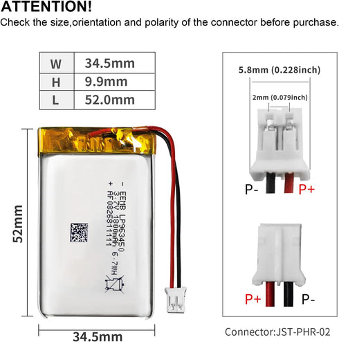 EEMB 3.7V 1800mAh Lithium Polymer Rechargeable Battery Pack with JST Connector for Speaker & Wireless Device (1)