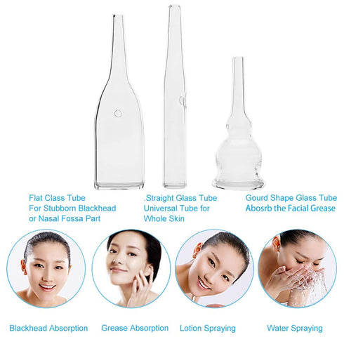 Nikou Vacuum Glass Tube - 3Pcs Glass Pipes Kit for Removal Face Cleanser Beauty Machine Accessories Removing Tool Set