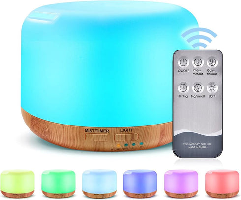 300ML Essential Oil Diffuser, Remote Control Ultrasonic Aromatherapy Oil Diffuser, 7 LED Light Colors