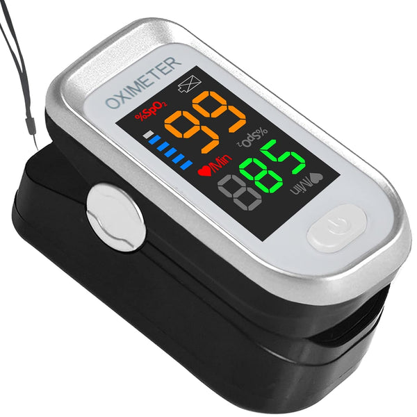 Pulse Oximeter Fingertip, Oxygen Meter Finger Pulse Oximeter, O2 Sat Monitor with Lanyard for Oxygen Measurement