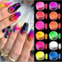 Major Dijit Neon Phosphor Pigment Powder Set, Fluorescent Nail Glitter Eye Powder for Manicure Decoration