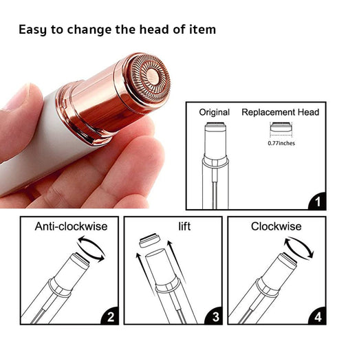 Painless Facial Hair Removal Device for Women, Electric Razor for Lip, Chin, Arms with 2 Replacement Heads, USB