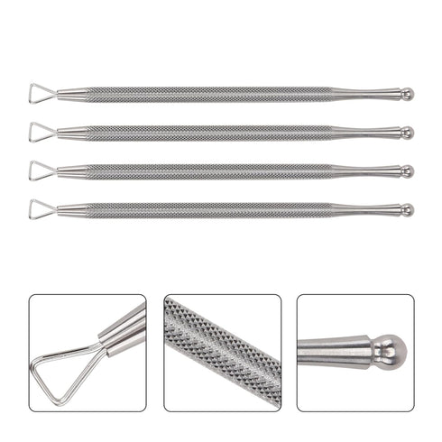 LALAFINA 8 Pcs Stainless Steel Cuticle Remover Tools, Triangular Cuticle Peller, Nail Art Scraper