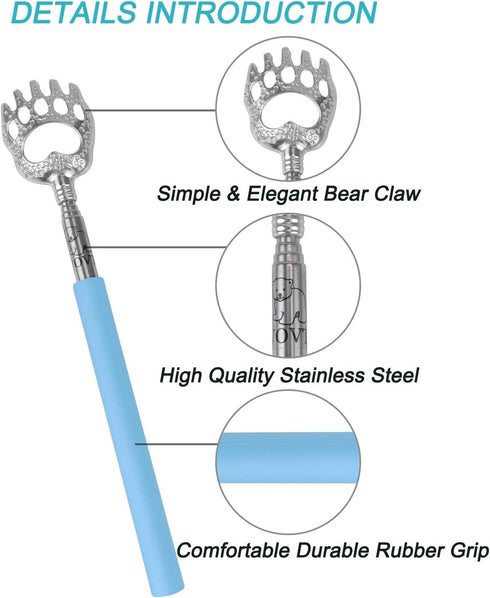 WOVTE Bear Claw Telescopic Back Scratcher - Blue