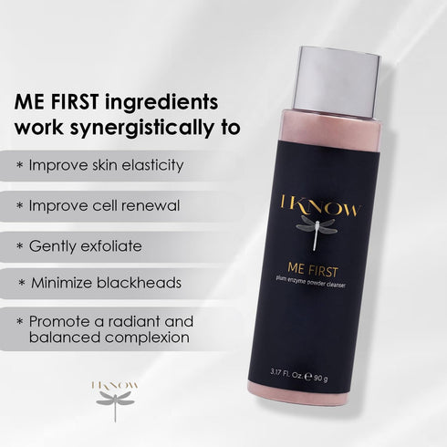 IKNOW ME FIRST Plum Enzyme Powder - Gentle Facial Scrub Cleanser for Radiant Skincare - 3.17oz