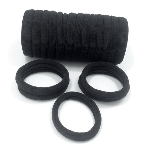 J-MEE Hair Bands 100PCS Seamless Cotton Ponytail Holders Scrunchies for Thick Hair (black)