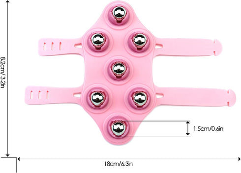 Glove Massager, Palm Shaped Hand Massage Manual with 360-degree Roller Ball, Pink