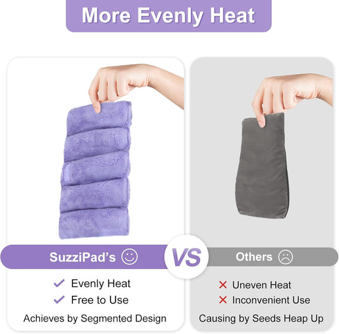 SuzziPad Heating Pad Microwavable, 6.5x12” Reusable Heat Pads for Pain Relief, Moist Heating Pads for Cramps