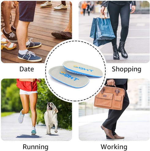 SQHT Heel Lift for Achilles Tendonitis and Leg Length Discrepancy, Shoe Inserts for Men and Women (Blue&Beige, Small)