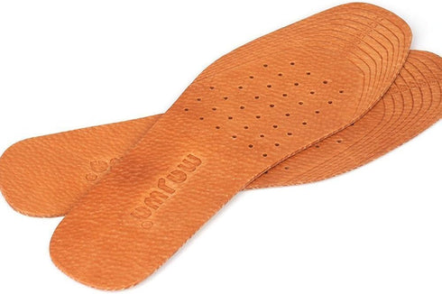 Absorbent Ultra Thin Pigskin Leather Insoles for Stinky Feet, Foot and Shoe Odor Inserts, 4 Pair