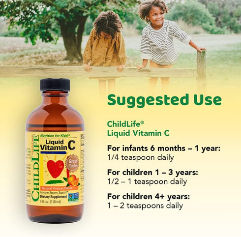 CHILDLIFE ESSENTIALS Liquid Vitamin C for Toddlers & Kids - Immune Support, All-Natural, Gluten-Free, 4 Ounce Bottle