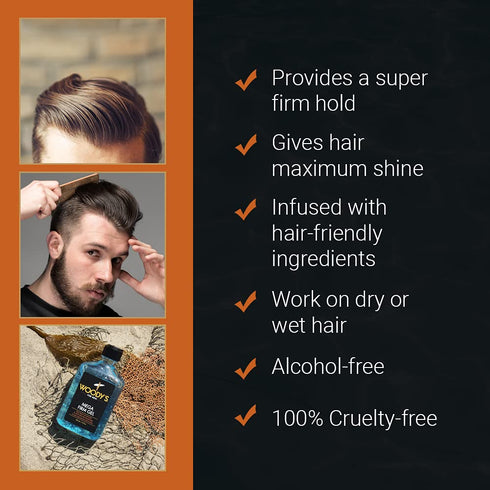 Woody's Mega Firm Gel for Men, 12 Fl Oz, Strong Hold, Maximum Shine
