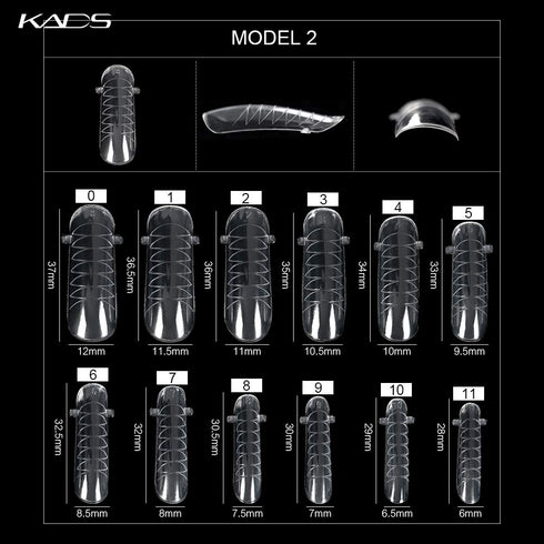KADS 120PCS Clear Full Cover Dual Nail System Form for UV Gel Acrylic Nail Art Mold (MODEL 2)