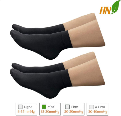 HealthyNees 15-20 mmHg (2 4X-Large) Closed Toe Compression Foot Circulation Wide Ankle Sleeve Pairs Black