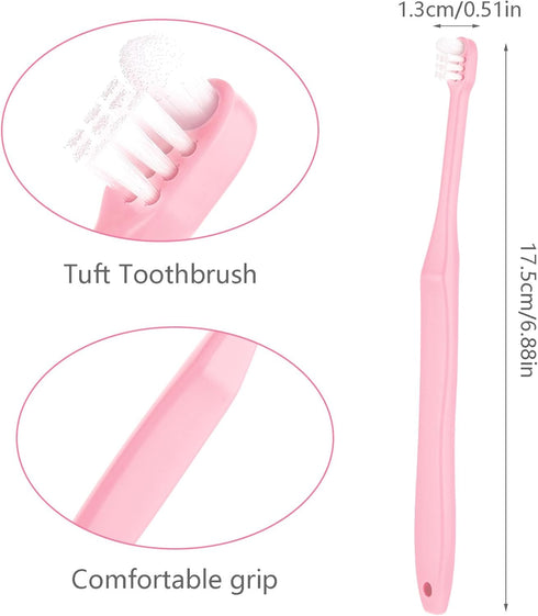 2 Pieces Tuft Toothbrush, Small Head End Tapered for Interdental Nursing, Soft Tiny Toothbrush (Blue + Green)
