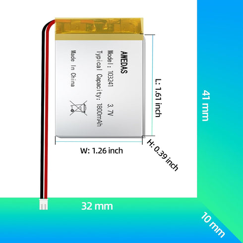 103241 Battery Compatible for Multiple Devices, 103241 Replacement Batteries with PH 2.54 JST Connector