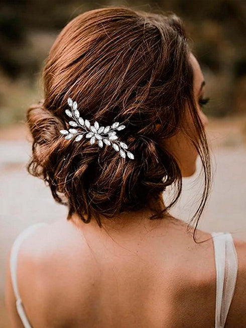 Unicra Bride Wedding Crystal Hair Pins, Bridal Hair Accessories for Women and Girls, Silver