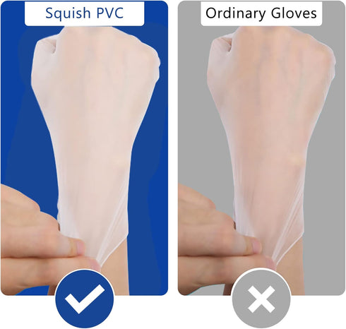 squish Disposable Gloves, Clear Vinyl Gloves, Latex Free Powder-Free Cleaning Health Gloves for Kitchen Cooking,