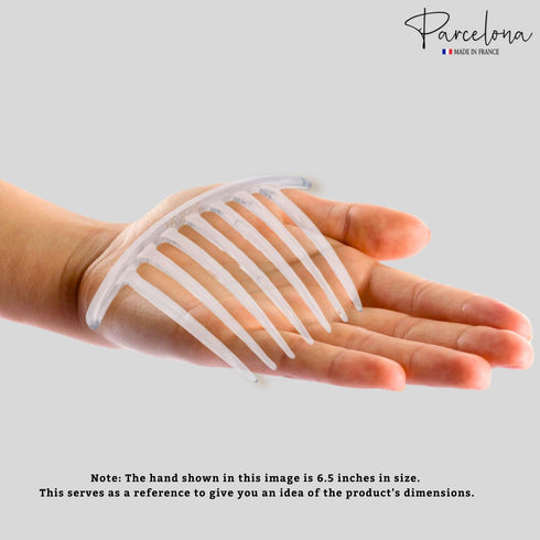 Parcelona Set of 2 Large 4" Celluloid Flexible Hair Combs, Clear, Made in France