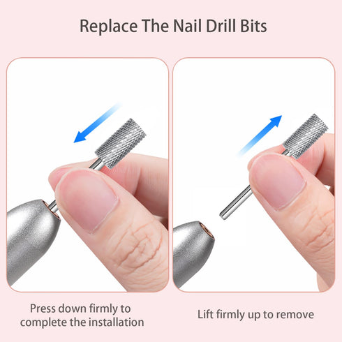 Tungsten Carbide Cylinder Nail Drill Bits, 3/32'' Two Way Rotate Use for Efile Electric File, Nail Art Tools